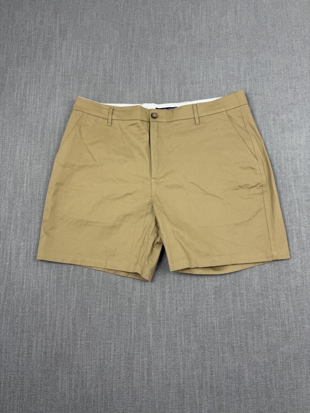 For The Fit Men’s Khaki Chino Shorts 38 Stretch Flat Front Casual 38SH